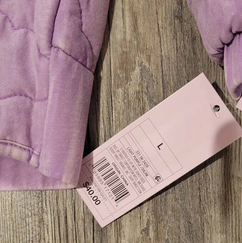 Size Large | Purple Wild Fable Quilted Unisex Jacket w/ zip-up pockets & hood - Picture 6 of 6